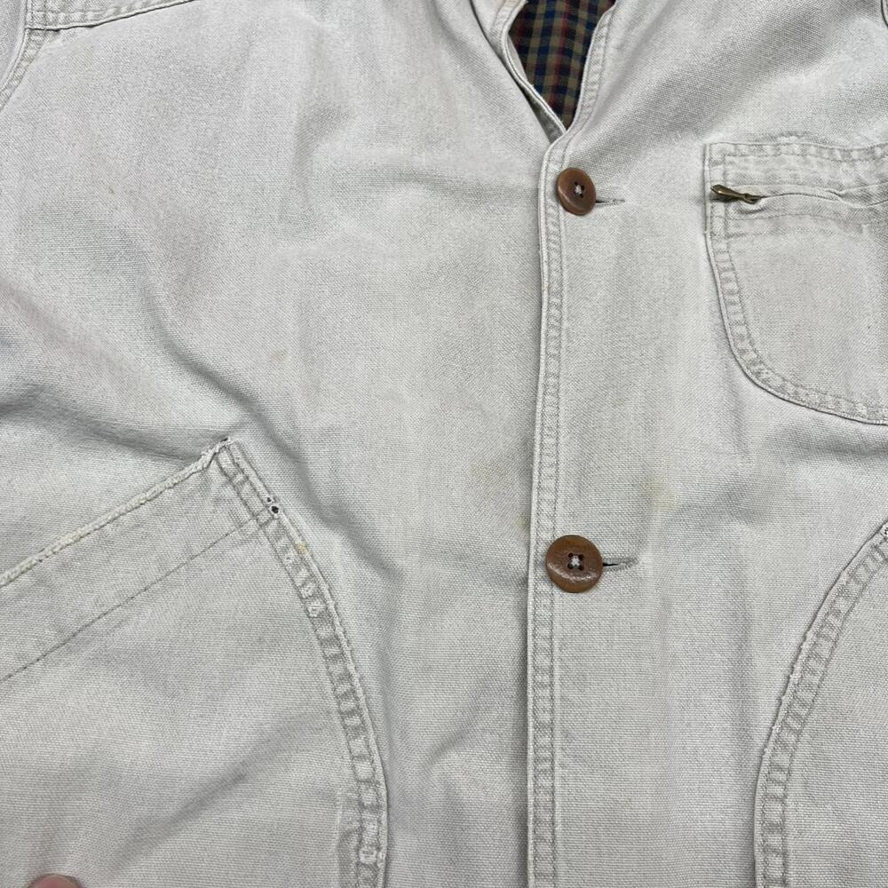 vintage l.l. bean beige button down barn chore coat size large - Picture 7 of 8